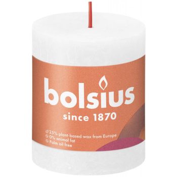Bolsius stompkaars rustiek shine 6.8x8cm cloudy white