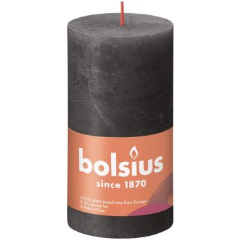Bolsius stompkaars rustiek shine 6.8x13cm stormy grey