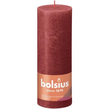 Bolsius stompkaars rustiek shine 6.8x19cm delicate red