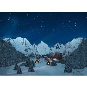 My Village Background Canvas - Mountain Landscape Night 76x56 cm