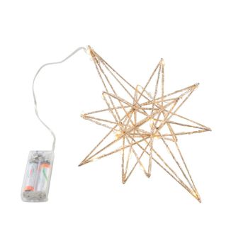 Christmas lights LED star gold 25 lights Ø 25 cm with timer