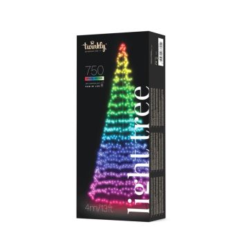 Twinkly génération II arbre lumineux LED de Noël avec 750 ampoules 4 mètres incluant mât multicolore