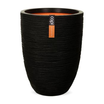 Capi nature elegant niedriger rib nl Kunststoff Blumentopf 36x47cm schwarz