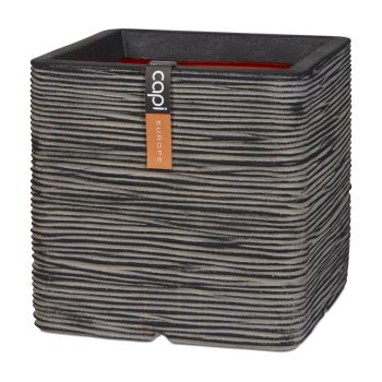 Capi nature rib nl kunststof Pflanztopf 30x30x30 cm anthrazit