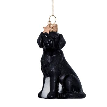 Vondels glas weihnachtskugel - Labrador-Hund 9cm schwarz 1 Stück
