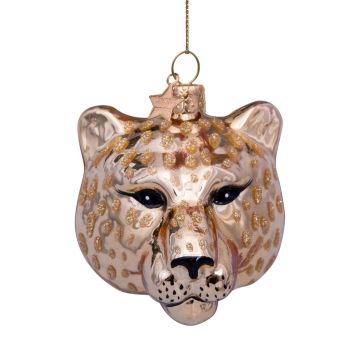 Vondels glass christmas ornament - Panther head 7.5cm gold 1 piece