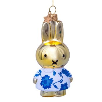 Vondels bola de navidad - Miffy en vestido azul de Delft 11cm de vidrio, color azul 1 pieza