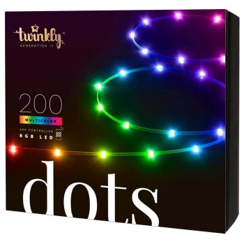 Twinkly Dots 200 RGB Guirlande Lumineuse LED Flexible 10 m 16 Millions de Couleurs Génération II