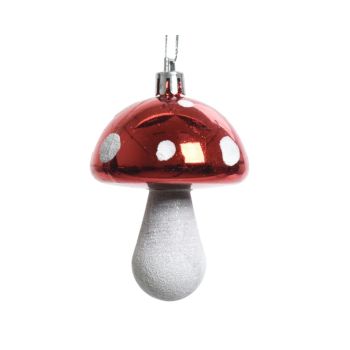 Decoris kunststoff weihnachtskugeln - Pilz 7.5cm rot 2 Stück