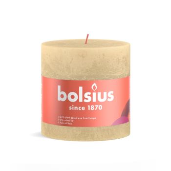Bolsius stompkaars rustiek shine 10x10cm oat beige