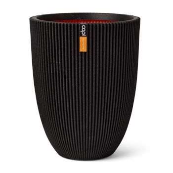 Capi nature groove nl elegant laag bloempot 46x58 cm zwart