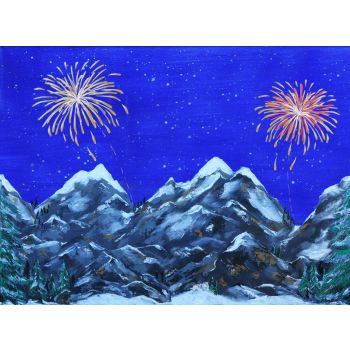 My Village background canvas LED fireworks