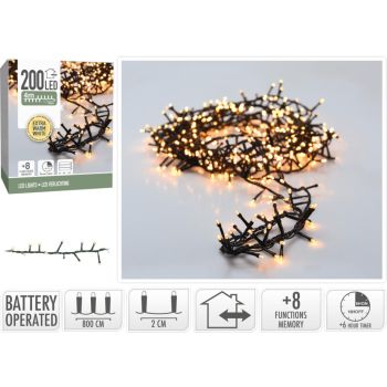 Microcluster árbol de navidad LED 200 4 metros blanco cálido extra con controlador de 8 funciones + temporizador