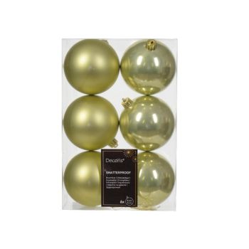 Decoris bolas de navidad 8cm de plástico, color verde 6 piezas
