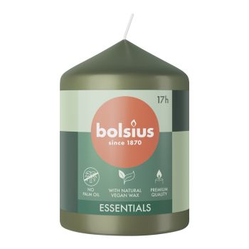 Bolsius stompkaars essentials 5.8x8cm fresh olive