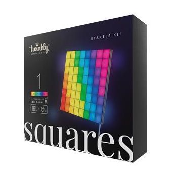 Twinkly Squares Starter kit - app-gestuurde LED panelen 64 RGB 16 miljoen kleuren pixels zwart 1 master tile