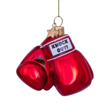 Vondels bola de navidad - Guantes de Boxeo 8.5cm de vidrio, color rojo 1 pieza