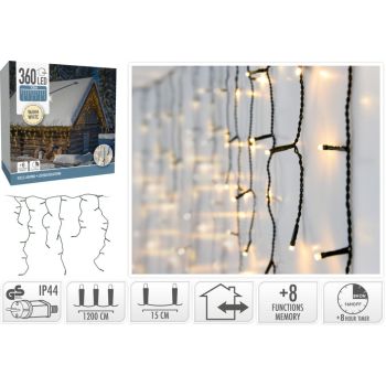 Icicle Lights 360 LED Warm White Outdoor with Controller 12m
