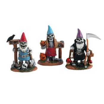 Lemax skeleton garden gnomes, set of 3 Spooky Town 2021