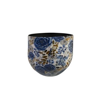TS Collection bloempot dutch metaal 28x25cm blauw
