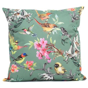 Anna's Collection outdoor cushion birds 60x60cm green