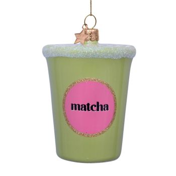 Vondels bola de navidad - Té de matcha latte 8cm de vidrio, color verde 1 pieza