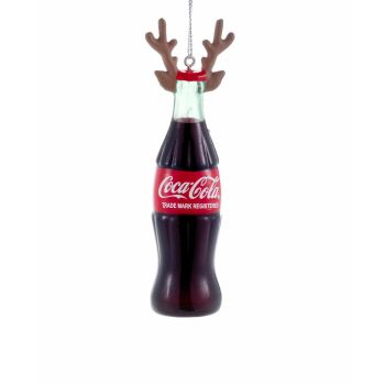 Kurt S. Adler pallina di natale - Bottiglia Coca-Cola con corna 11cm in plastica, colore marrone 1 pezzo