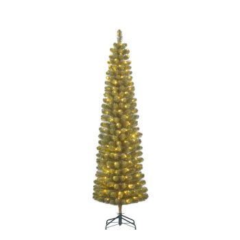 Black Box Trees Charlton - Árbol de navidad slim artificial con iluminación verde 2,3m x 58cm