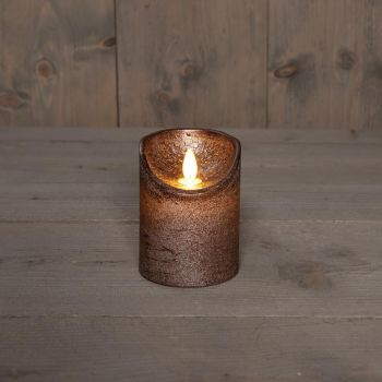 Collection de bougies LED à effet de flamme rustique d'Anna, bronze, 7,5x10cm, 1 pièce.