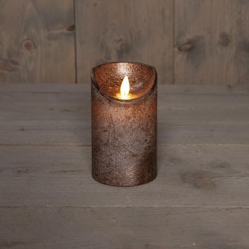 Collection de bougies LED avec effet de flamme rustique Anna 7,5x12,5cm bronze 1 pièce