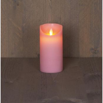 Colección de velas LED con efecto de llama rústica de Anna, 7.5x15cm, color rosa claro, 1 unidad.