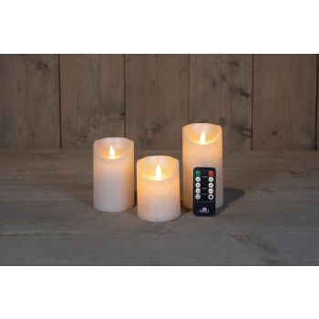 Collection de bougies LED effet de flamme rustique d'Anna ensemble de 7,5 cm perle 3 pièces
