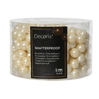 Decoris ghirlanda perle xl 5m in plastica, colore perla
