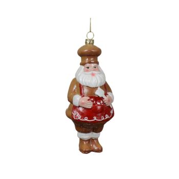 Decoris plastic christmas ornament - Santa Claus baker 17.5cm brown 1 piece