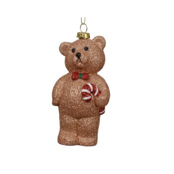Decoris kunststoff weihnachtskugel - Bär 12.5cm braun 1 Stück