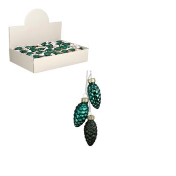 House of Seasons adorno de navidad - piña 6cm de vidrio, color azul 1 pieza