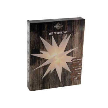 Etoile en plastique 35cm blanc 4leds chauds timer 3xaa