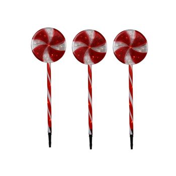 Weihnachtsbeleuchtung LED Gartenstecker Lollipop 60 Lampen 3 Stück 65cm