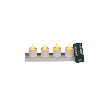 Colección de Anna LED vela recargable con efecto de llama incluye estación de carga 5cm blanco 4 piezas.