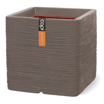 Capi nature rib nl kunststof plantenbak 40x40x40 cm warme taupe