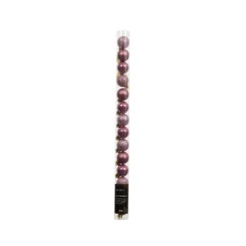Decoris palline di natale 3cm in plastica, colore rosa 14 pezzi