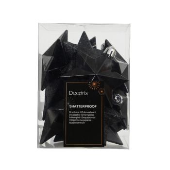 Decoris palline di natale - stella 3cm in plastica, colore nero 12 pezzo