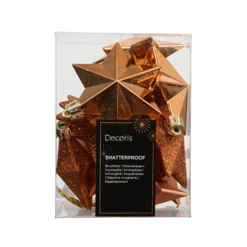 Decoris weihnachtskugeln mix - Stern kunststoff braun 12 stk.