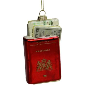 HD Collection adorno de navidad - pasaporte 11.5cm de vidrio, color rojo 1 pieza