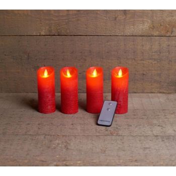Anna's Collection set di candele LED effetto fiamma 5.2 cm rosso 4 pezzi