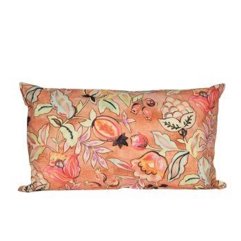 Anna's Collection buitenkussen bloemen 30x50cm terra