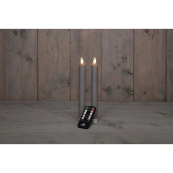 Colección de velas de cena LED con efecto de llama rústica de 23 cm en color tostado, 2 unidades.