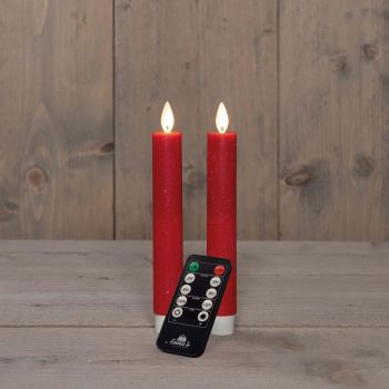 Colección de velas LED con efecto de llama para cenas de Anna, 18 cm, rojo, 2 unidades