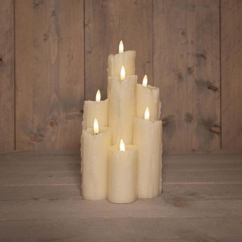 Anna's Collectie LED druipkaars 3D vlam set 25.5x15.5 cm ivoor 7 stuks