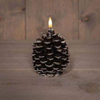 Anna's Collection LED candle 3d flame pine cone 8.5x10cm brown 1 piece